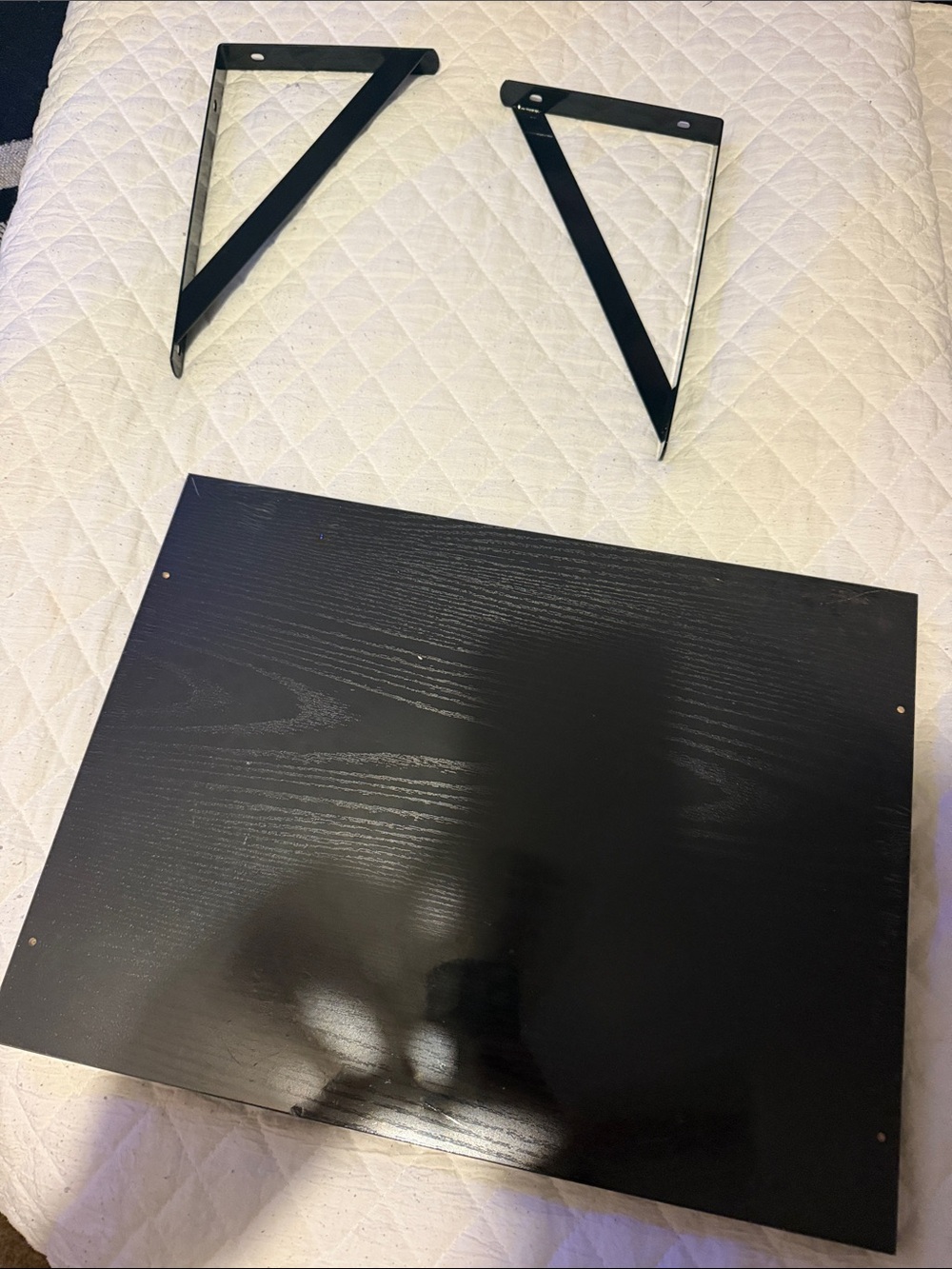 Black Floating Wall Shelf with Metal Brackets - Unbranded